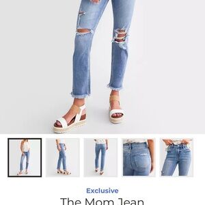 Exclusive Distressed Blue Mom Jeans